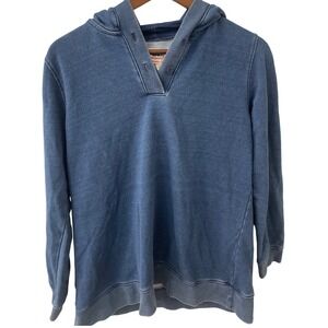 Womens‎ M Blue Button Pullover Hoodie Coastal Cozy Lands' End Serious Sweats